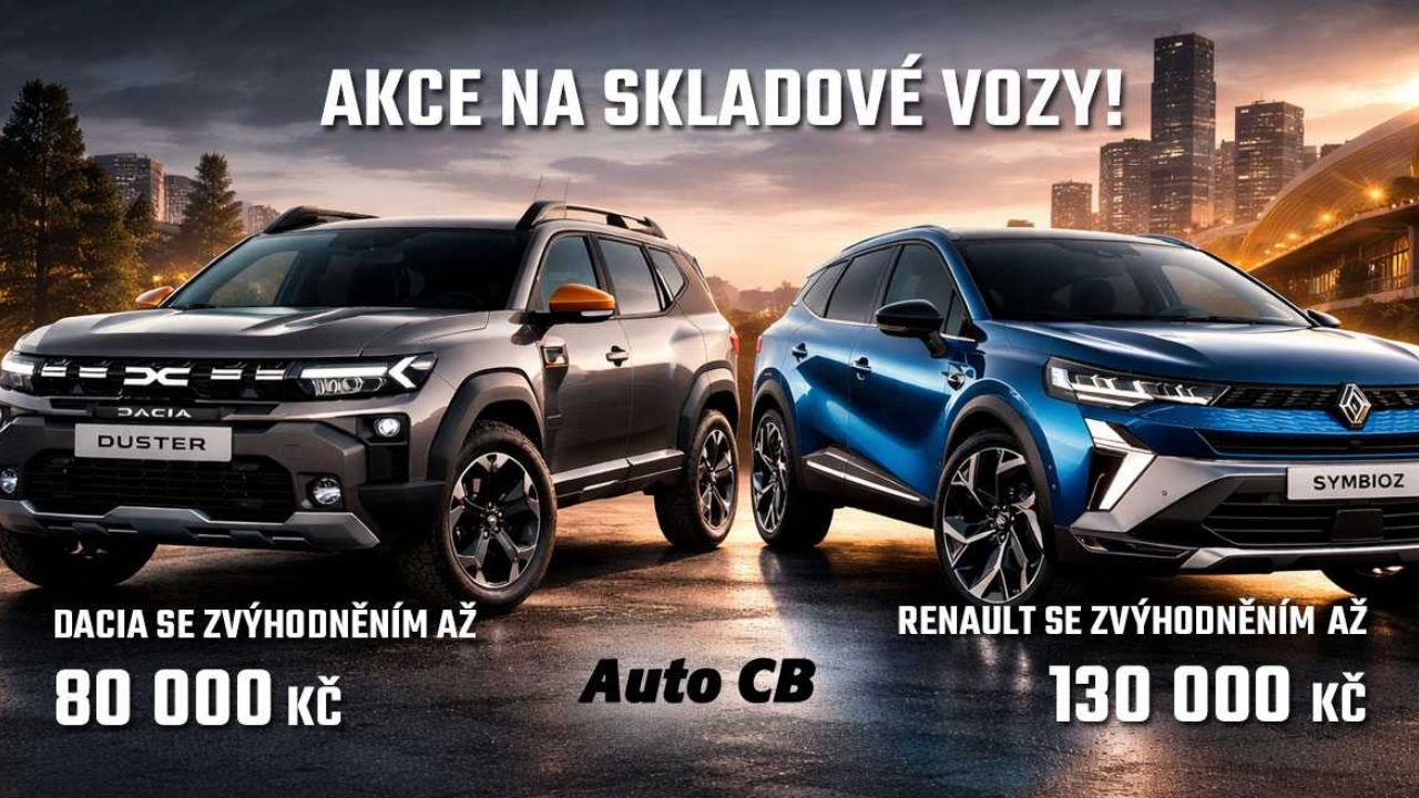 Skladové vozy Renault a Dacia se zvýhodněním až 130 000 Kč. Přijeďte do Auto CB v Plzni Skladové vozy Renault a Dacia se zvýhodněním až 130 000 Kč. Přijeďte do Auto CB v Plzni